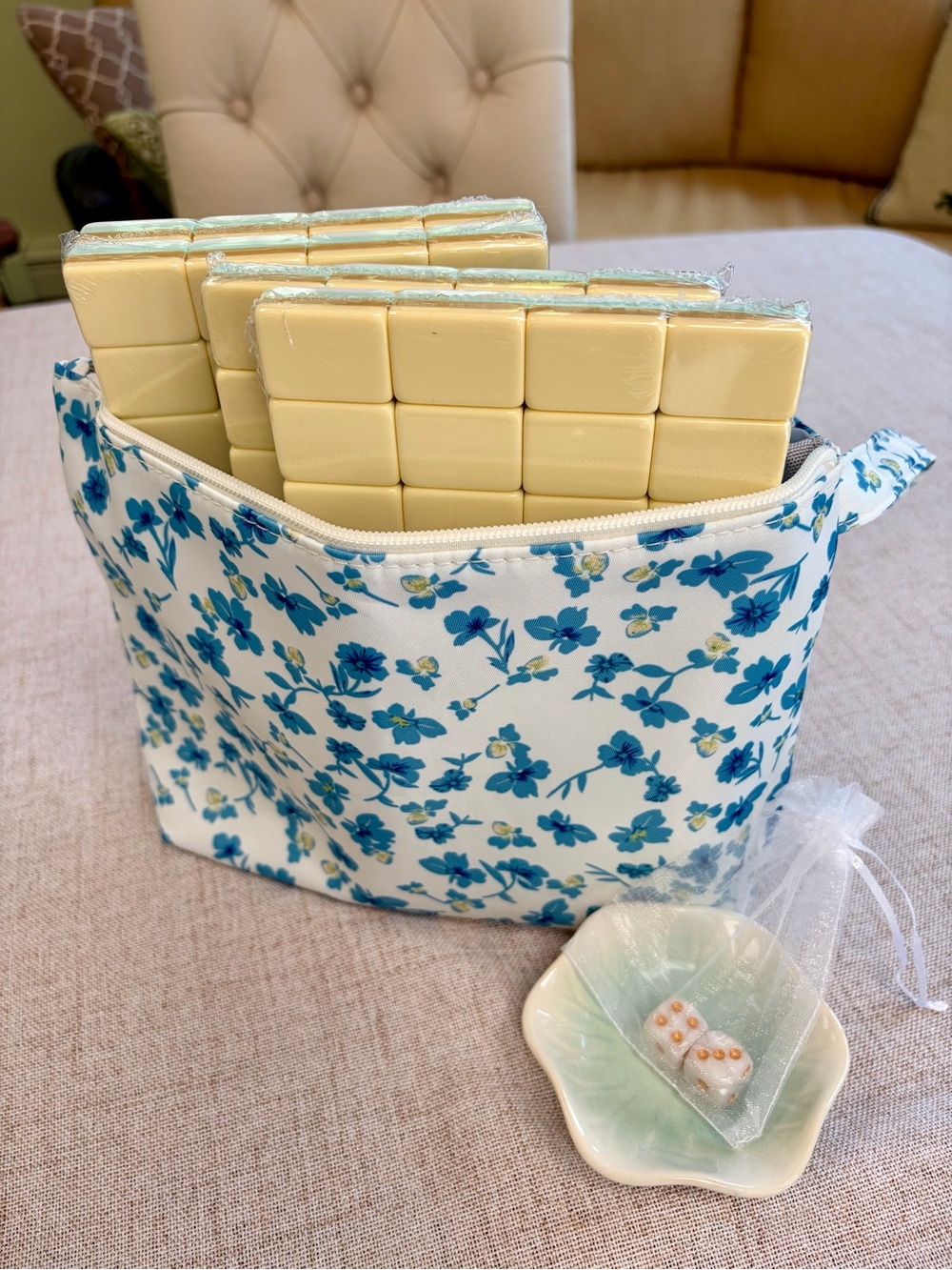Lemon Mahjong Tiles, mahjong Mat, Tile Bag, Coordinating Dice & Dish πποΈ - Picture 2 of 7